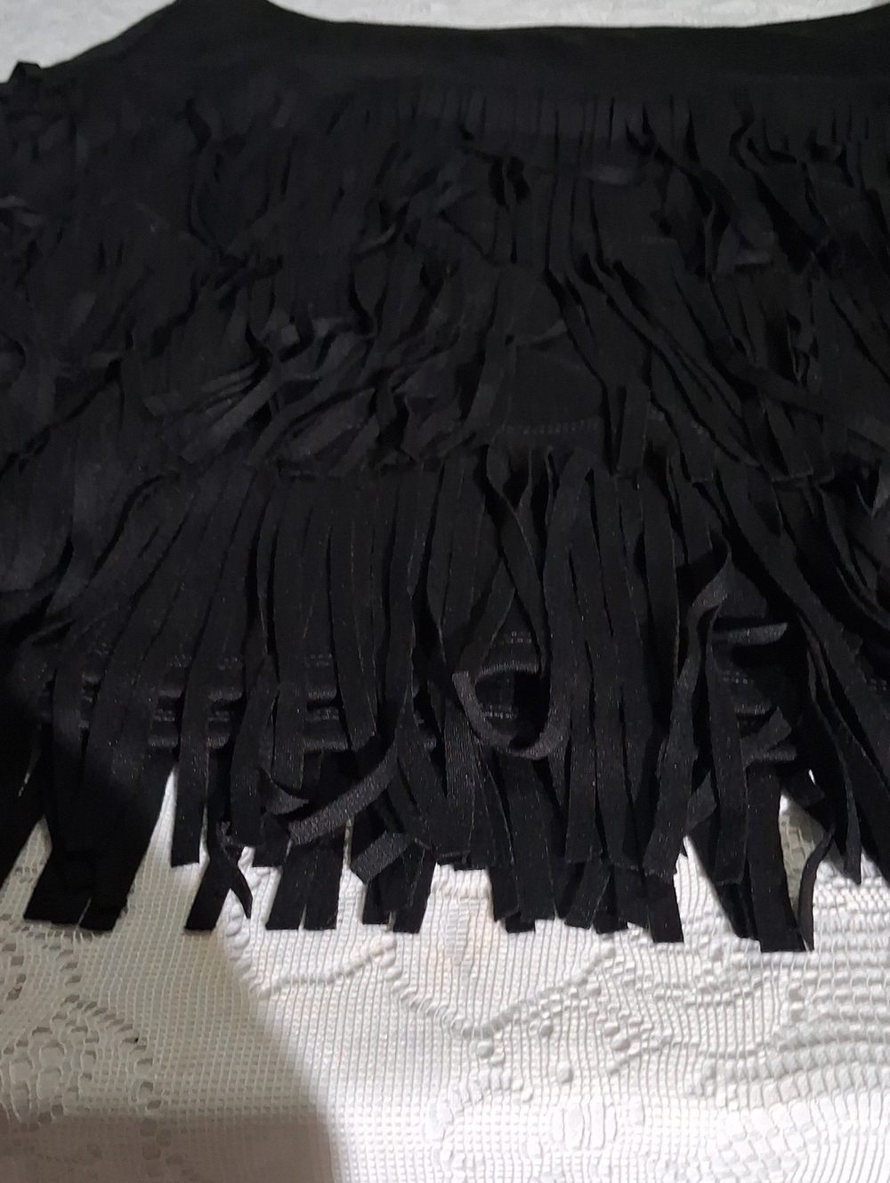 Chico's Black Fringe Mini Skirt